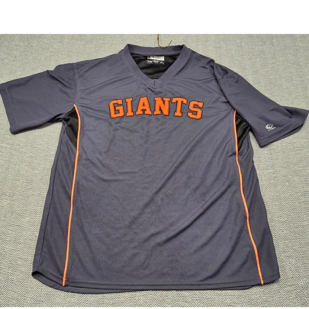 True Fan San Francisco Giants MLB Jersey Grey Orange V-Neck Mesh‎ Mens XL